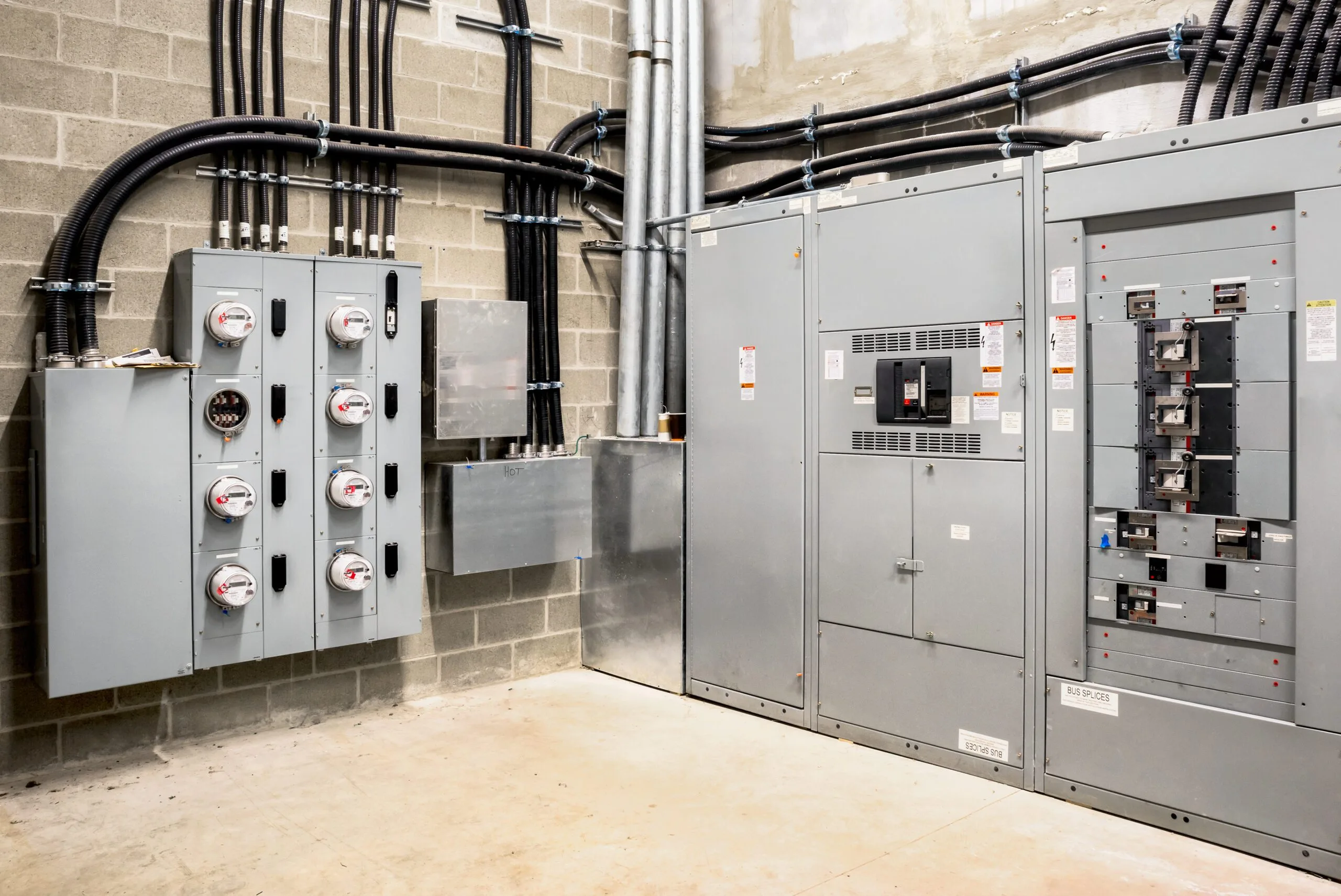 Electrical,Room,Of,Residential,Or,Commercial,Building.,Multiple,Smart,Meters, Commercial Electric Room